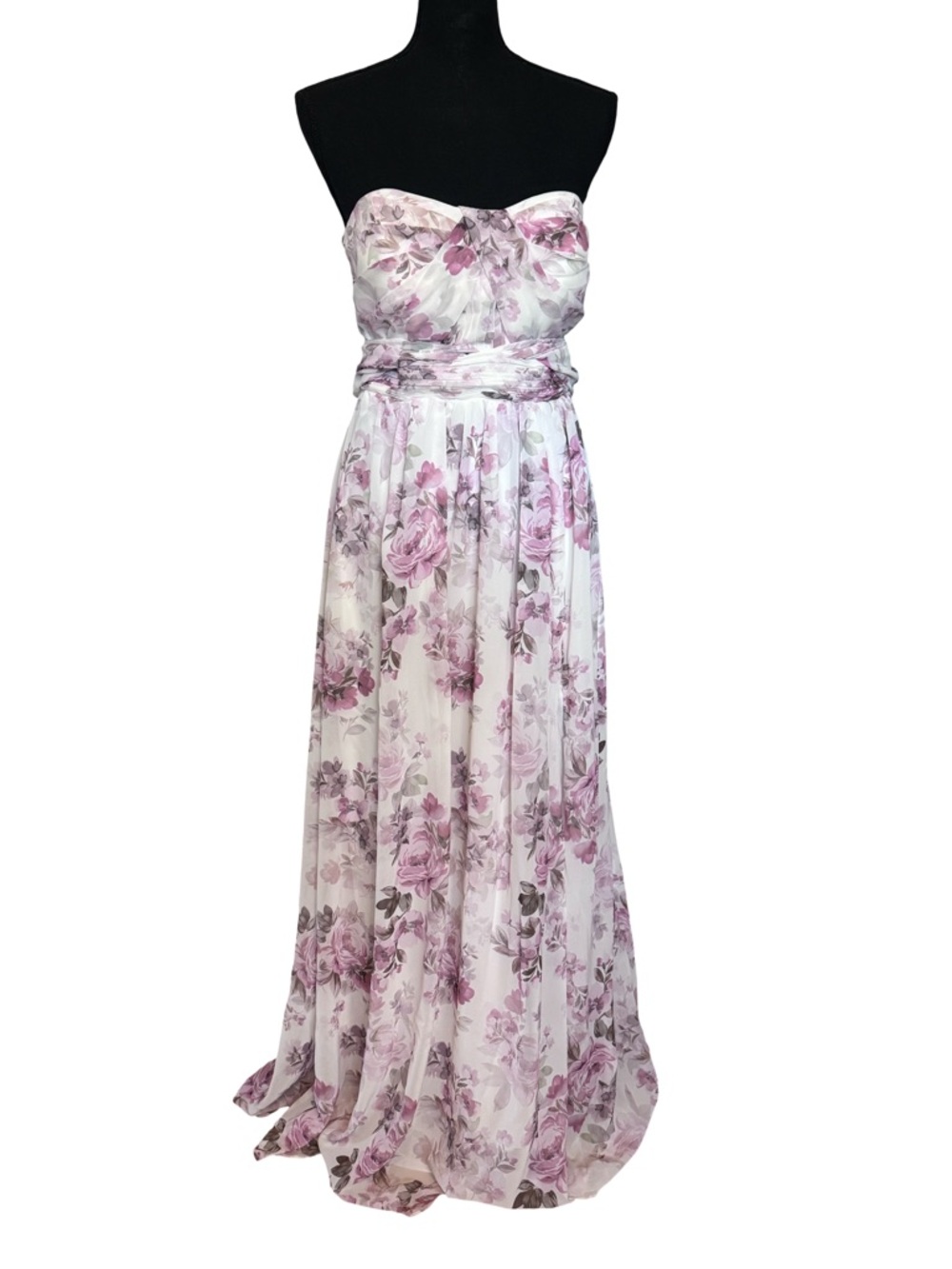Birdy Grey Strapless Floral Maxi Dress in Lavender Pink